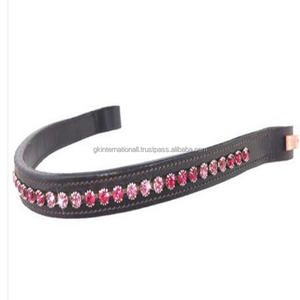 Banda de cuero negro para caballos, accesorio de lujo acolchado, brillante y cristal, para cejas, en todos los tamaños personalizados - Product Image 6