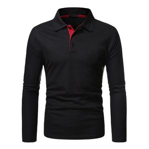 Camisa de punto bordada lisa para hombre al por mayor, 100% algodón, manga larga, cuello alto, casual, ecológica, de secado rápido, antipilling - Product Image 3
