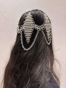 Coiffe en maille d'aluminium |   Bijoux de cheveux médiévaux de la Renaissance |   Couronne en maille légère, accessoire Ren Faire - Product Image 5