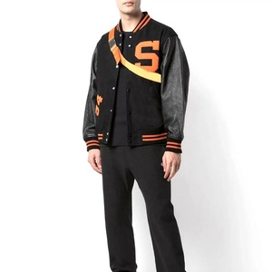 Veste universitaire personnalisée en chenille avec logo, fabricant OEM, veste bomber d'hiver pour homme avec manches en cuir - Product Image 4