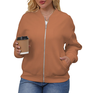 Solid Color Women Bomber <b>Jacket</b> Comfortable <b>Lightweight</b> Zip Front Casual Wear <b>Ladies</b> Bomber <b>Jacket</b> for Streetwear Fashion - Product Image 1