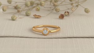HandMade Custom Design 10k Gold Bezel Set <b>Ring</b> VVS1 Lab Grown Diamond Minimalist Solitaire <b>Stacking</b> <b>Ring</b> Manufacturer Wedding - Product Image 5