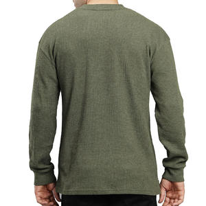 Camiseta térmica de algodón para hombre con logotipo personalizado, cuello redondo, manga larga, estilo casual, ropa de calle, marca privada, proveedor OEM - Product Image 4