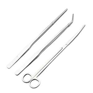 MEDZORA SURGICAL – Kit de 3 outils de nettoyage et d'entretien pour plantes d'aquarium, pinces droites et courbées en acier inoxydable, ciseaux manuels CE - Product Image 1