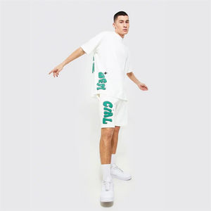 Conjunto de Ropa de Verano 2025 de Alta Calidad para Hombre, Dos Piezas, Transpirable, 100% Algodón, Camiseta y Pantalones Cortos - Product Image 1