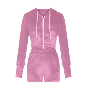 Logo personnalisé automne hiver ensemble deux pièces pour femmes survêtements en velours de courte durée avec motif solide ensemble de sweat à capuche 2026 - Product Image 2