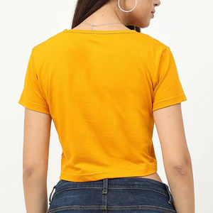 Breathable Wholesale Plain Women <b>Crop</b> <b>Top</b> T Shirt 100% Cotton Polyester Crewneck Color Short Sleeve Summer Women T Shirts - Product Image 4