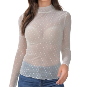 T-shirt en maille respirant, haut de sport léger, tissu à séchage rapide pour l'entraînement en salle de sport, manches longues, t-shirts en maille transparente - Product Image 3