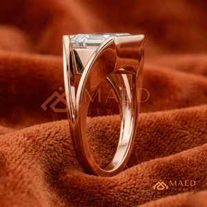 Classic 14K Rose Gold Emerald Shape Diamond Bridal <b>Ring</b> with Sleek <b>Open</b> Frame Setting for Women - Product Image 2