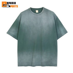 Camiseta de algodón vintage desgastada al por mayor de fábrica, de manga corta, cuello redondo, hombros caídos, oversize, con lavado ácido para hombre - Product Image 1