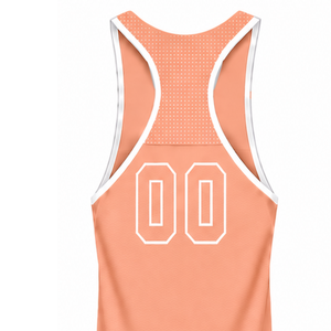 <b>Peach</b> White Swim Tank <b>Top</b> Sleeveless Racerback Lightweight Quick Dry Breathable Training Performance Athletic Swimwear - Product Image 4