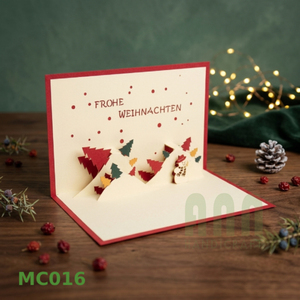 ANN HANDICRAFT MC016 Vietnam Christmas Hills Custom Offset Printed 3D Pop-up Die-Cut Greeting Cards <b>Matte</b> <b>Varnishing</b> Paper - Product Image 6