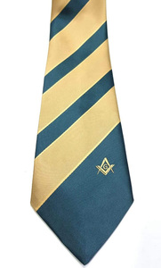 Corbata Formal Masónica Personalizada Marrón y Amarilla con Escuadra y Compás, Corbata de Maestro Masón - Product Image 4