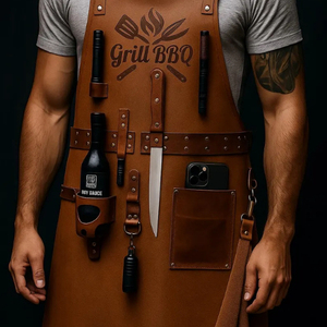 BBQ <b>Apron</b> leather <b>apron</b> mechanic <b>apron</b> protective workshop <b>apron</b> leather <b>apron</b> adjustable strap durable <b>work</b> <b>apron</b> - Product Image 2