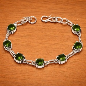 Natural Peridot Topaz 925 Sterling Silver <b>Adjustable</b> <b>Bracelet</b> Natural Gemstone Jewelry <b>Bracelet</b> For Men & Women - Product Image 1