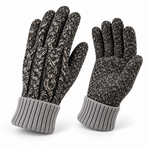 Guantes de punto de algodón con patrón texturizado y puño de punto para resistencia al frío y movimiento flexible - Product Image 4