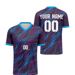 เสื้อฟุตบอลคอวี แขนสั้น แห้งเร็ว ระบายอากาศได้ดี พิมพ์ลายแบบรีดร้อน คุณภาพดีที่สุด ขายส่งแบบใหม่ ผลิตจากโพลีเอสเตอร์ 100% รับสั่งทำ - Product Image 4