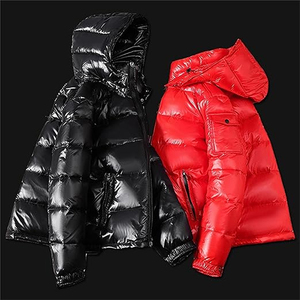 Blousons matelassés pour hommes tendance, couleur noire brillante, deux poches sur le devant, vêtements décontractés, blouson matelassé pour hommes pour l'hiver - Product Image 5