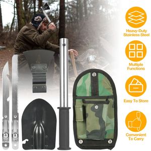 6-in-1 Multi-Tool Survival Kit Outdoor <b>Camping</b> Gear with Pouch Includes Shovel Knife Axe Saw Nail Puller for Adventure - Product Image 1