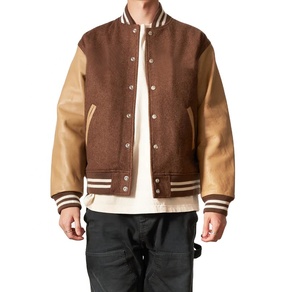 Latest Made Style Winter Quilted Lining Wool Varsity <b>Jackets</b> For <b>Men</b> Woolen Fabric Casual Style Front Logo For Winter Plus Size - Product Image 3