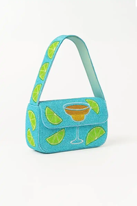 Crochet Shoulder <b>Bag</b> With Crab Embroidery <b>Blue</b> White Waves Preppy Style Single Handle Summer Daily Use Water Resistant - Product Image 4