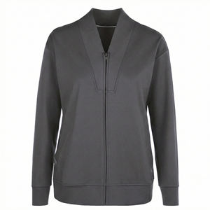 Chaqueta Quirúrgica OEM Personalizada para Enfermeras con Cremallera Frontal, Cuello Plano en V, Bolsillos de Punto Elástico, Diseño Atlético, Venta al por Mayor - Product Image 2