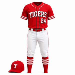 Tigers Baseball Uniform Set Red Jersey Pants Socks <b>Cap</b> Men's Moisture Wicking Polyester All Seasons Team Apparel - Product Image 1