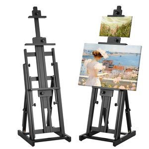 Cavalletto a H per artisti in legno di faggio, supporta tele fino a 195 cm, doppia posizione per tela con vassoio inferiore per pittura - Product Image 1