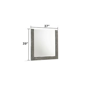 Elara Elegant Gray <b>Large</b> Wall Mirror with High Gloss <b>Marble</b> Lacquer Frame Two Tone Reflective Surface Includes Bracket - Product Image 2