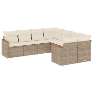 Ensemble de 8 canapés de jardin en rotin PE beige avec housses amovibles - Product Image 2