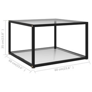 Table basse en verre trempé noir avec plateau transparent et structure en acier thermolaqué - Product Image 5