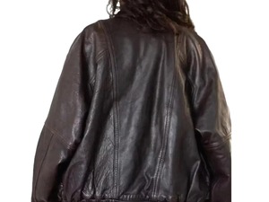 <b>Vintage</b> 90s Brown <b>Leather</b> Bomber <b>Jacket</b> Oversized Baggy Retro Coat for <b>Women</b> - Product Image 3