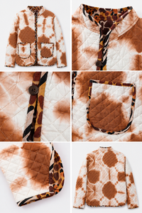 Chaqueta Acolchada con Cuello Mandarín y Teñido Anudado para Mujer, Estilo Bohemio, de Algodón y Fibra de Bambú, con Bolsillos, Largo Regular - Product Image 5