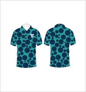 Mens Blue Circle Pattern Polo Shirt Custom Sublimation Short Sleeve Summer Casual Breathable Lightweight Golf Shirt - Product Image 3