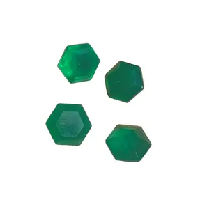 批发最优质和制作六角形天然绿色玛瑙宝石用于珠宝制作印度银饰品