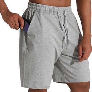 Shorts en coton gris pour homme, couleur unie, taille élastique, poches, style décontracté, respirant, longueur mi-cuisse - Product Image 6