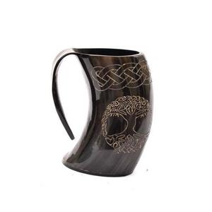 Cuerno Vikingo para Beber de Cuerno de Búfalo, Hecho a Mano, Acabado Natural, Tradicional, con Borde Dorado en Forma de Campana, Venta al Por Mayor - Product Image 6