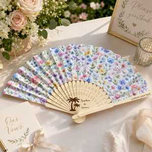 Abanico Plegable de Papel Pintado a Mano, Media Pieza, Marco de Madera Blanco, Decoración de Boda, Regalo, Tema Moderno, Artesanía Natural, Uttar - Product Image 3