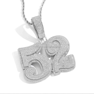 CUSTOM Oversize Numbers <b>Letters</b> Pendant <b>Necklace</b> Big Icy Nameplate 925 <b>Silver</b> Moissanite Hip Hop Chain Bling Jewelry for Gift - Product Image 1
