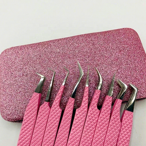 Pince à épiler rose en acier inoxydable à pointe fine pour l'application des cils, testée à la main, outils de beauté, logo personnalisé - Product Image 1