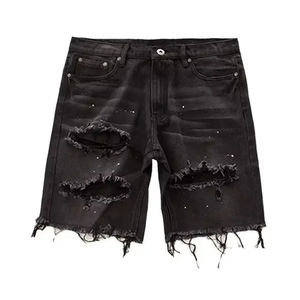 โซนแห่งความรุ่งโรจน์ |   กางเกงยีนส์ขาสั้นผู้ชายสไตล์เดนิมขาดๆ แบบตรง ความยาวระดับเข่า ลุคขาดๆ แบบวินเทจ สำหรับฤดูร้อน แฟชั่นลำลอง - Product Image 2