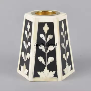 Porte-bougie en os incrusté fait main par des artisans, accessoire décoratif haut de gamme pour la maison par Tradebyd - Product Image 2