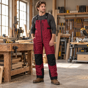 Salopette de travail pour homme, salopette de chantier, salopette de construction, avec genouillères renforcées, poche zippée, bretelles réglables, vêtement de travail utilitaire - Product Image 6