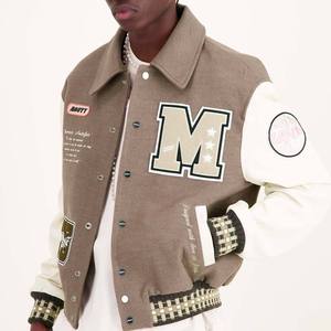Chaqueta Varsity de Lana y Lona para Hombre, Cuello Alto, Botones de Cuerno en la Parte Delantera, Parche con Letras, Ropa Exterior Formal de Invierno, Logotipo Personalizado - Product Image 1