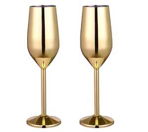 Copas de Champán Doradas con Acabado Metálico Elegante, Tallo Alargado, Cristalería Moderna de Lujo, Copas Elegantes para Celebraciones en Casa o Fiestas - Product Image 1