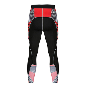 Ensemble de vêtements de sport pour homme, t-shirt à manches longues compressif et leggings longs, anti-bactérien, noir et rouge, spandex, polyester, taille élastique - Product Image 5