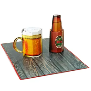 Custom Best Dad In The World with 3D pop up card of beer bottle and beer mug
