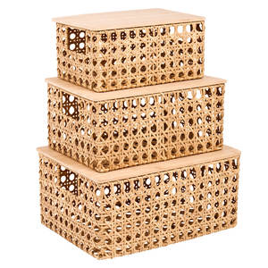 Lot de 3 paniers de rangement en rotin tissé à la main - Product Image 1