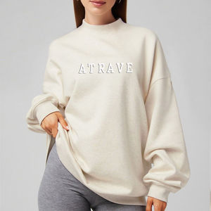 Vente en gros Fabrication sur mesure Pull oversize à col montant pour femme 100% coton Confortable Style ample et décontracté Logo personnalisé - Acheter Meilleures ventes - Product Image 4