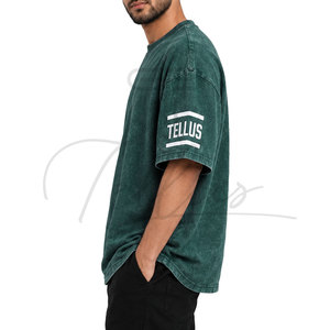 T-shirt pour homme de qualité supérieure en coton délavé à l'acide, coupe ample, style vintage, personnalisé - Product Image 3